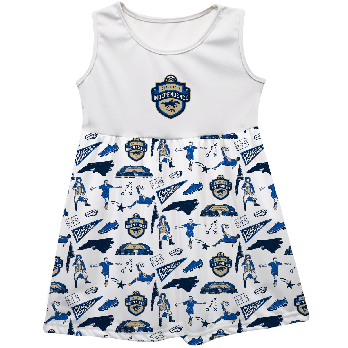 Charlotte Independence Repeat Print Impressions White Sleeveless Tank Dress