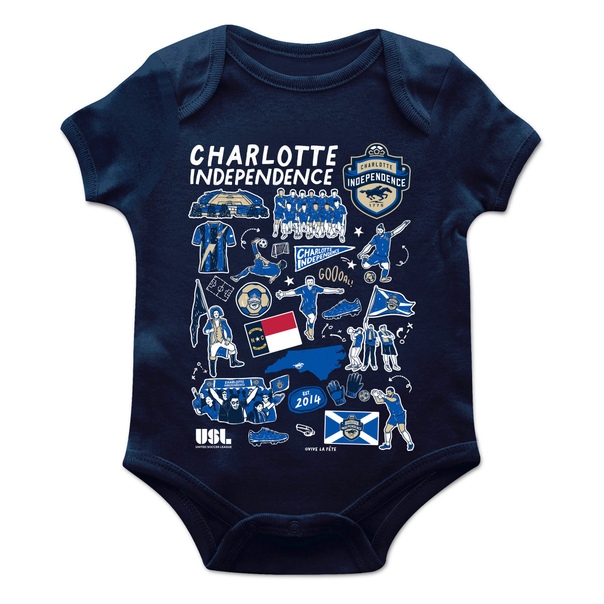Charlotte Independence Cotton Short Sleeve Bodysuit Navy Impressions Artwork
