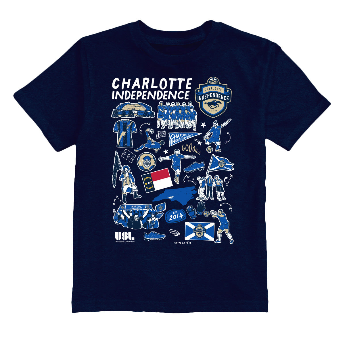 Charlotte Independence Impressions Artwork Navy Youth Cotton T-Shirt