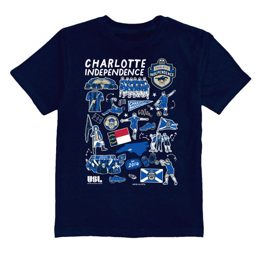 Charlotte Independence Impressions Artwork Navy Youth Cotton T-Shirt