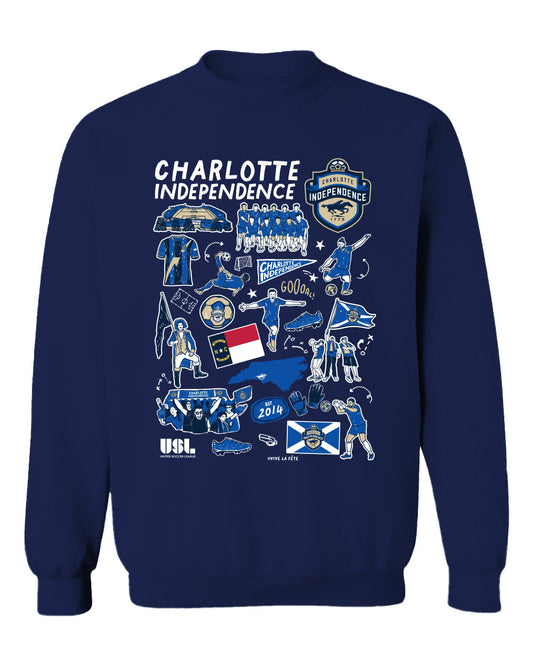 Charlotte Independence Cotton Crewneck Pullover Sweatshirt Navy Womens