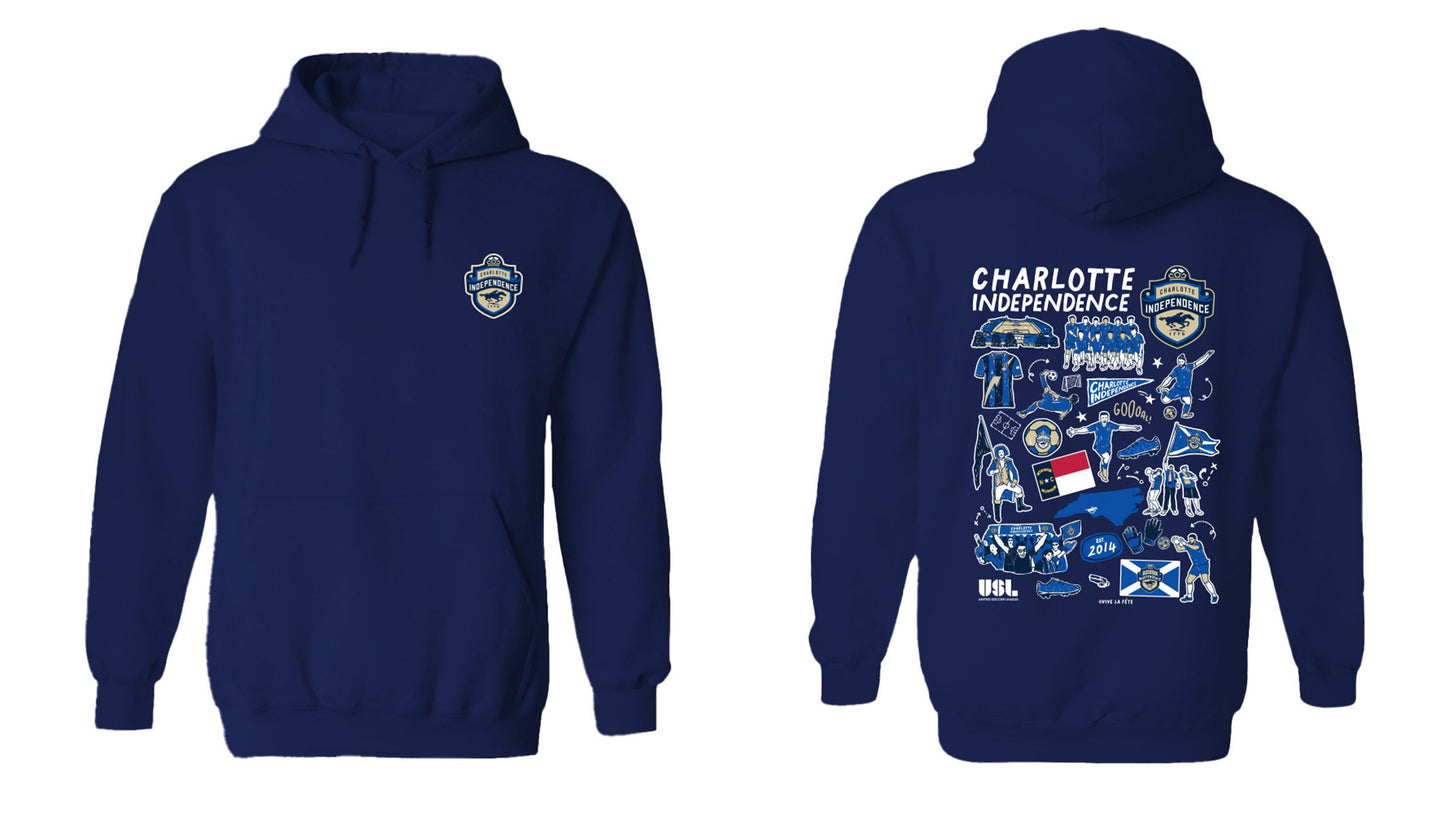 Charlotte Independence Women's Navy Pullover Cotton Hoodie