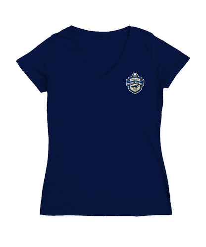 Charlotte Independence Women's V-neck Fitted Navy Cotton T-Shirt